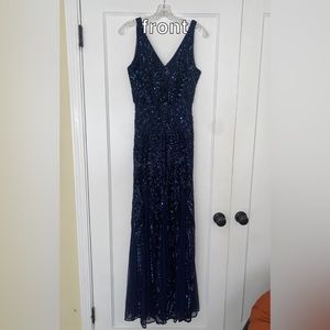 Macys Navy Blue Sparkly Prom Dress